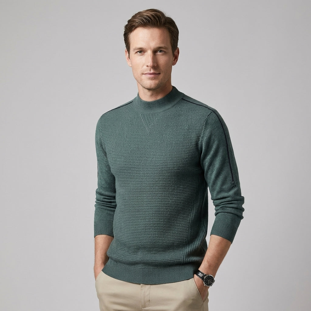 Sevana | Heren Jacquard Trui Met Opstaande Kraag