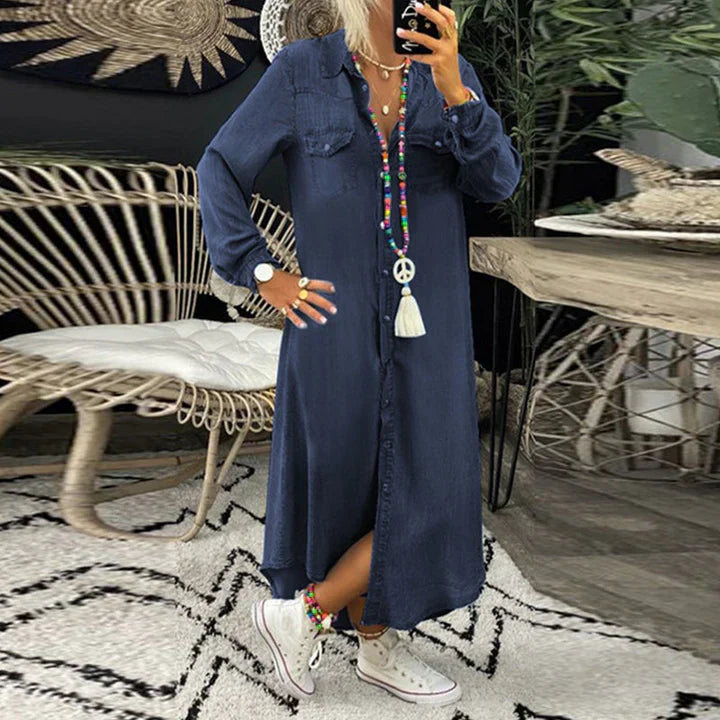 Sara - Ensfarget dongerikjole for kvinner