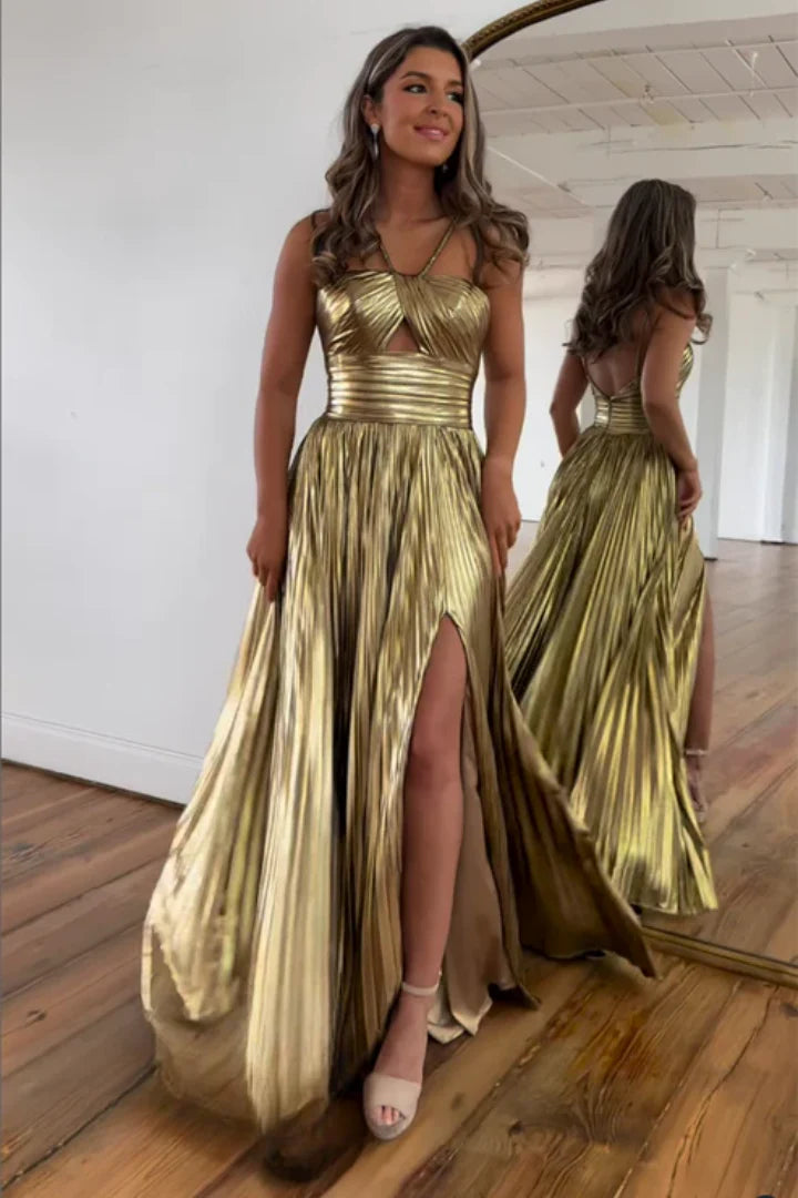 Elvire Glanzende Maxi Jurk