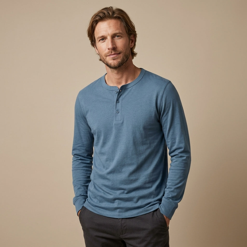 Sevana | Heren Henleyshirt Met Knoopsluiting