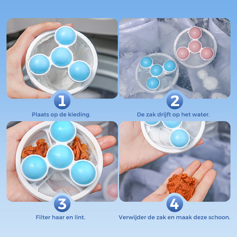 FuzzTrap™ | Filter. Houd vast. Reinig. Elke wasbeurt fris!
