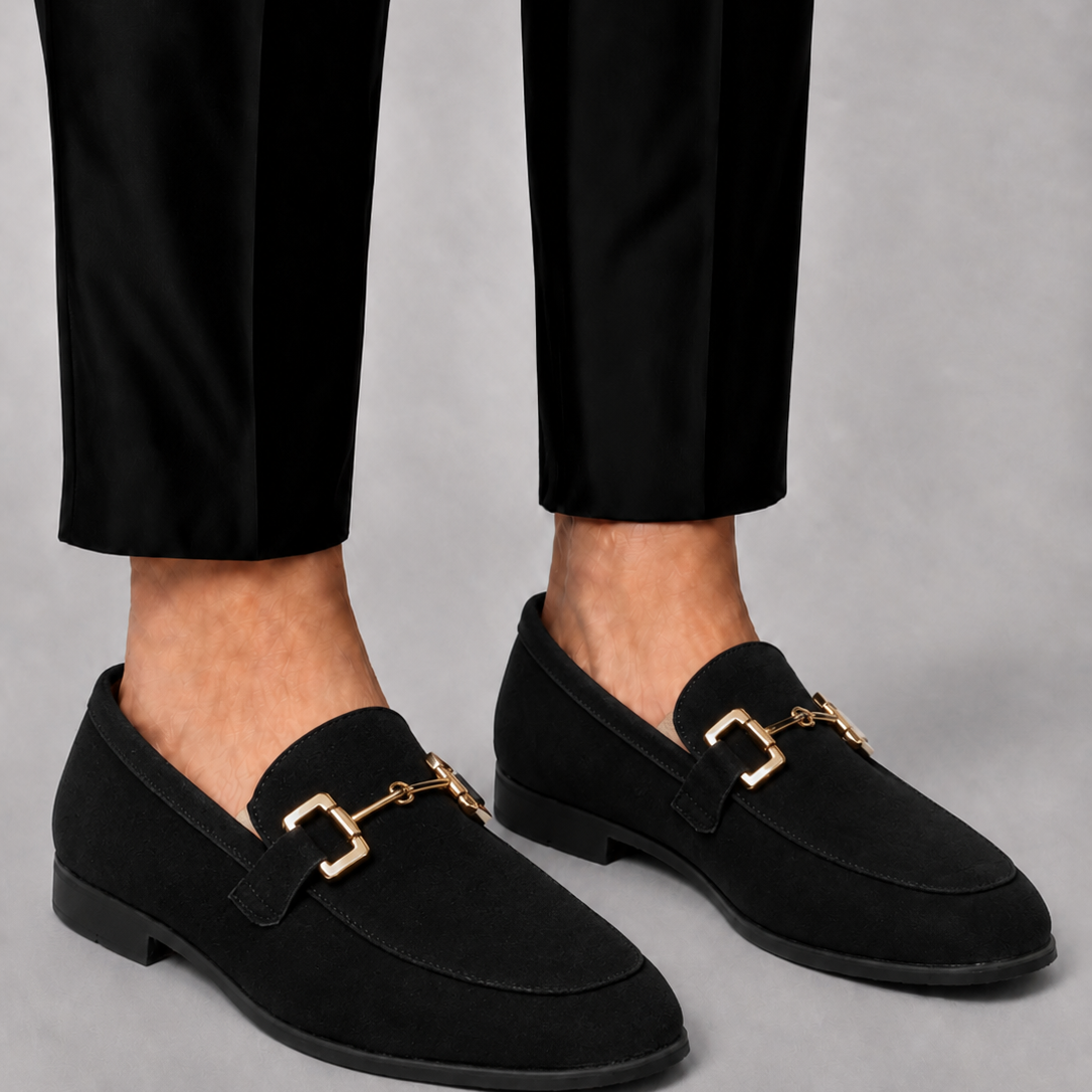 Sevana | Heren Suède Loafers Met Metaaldetail