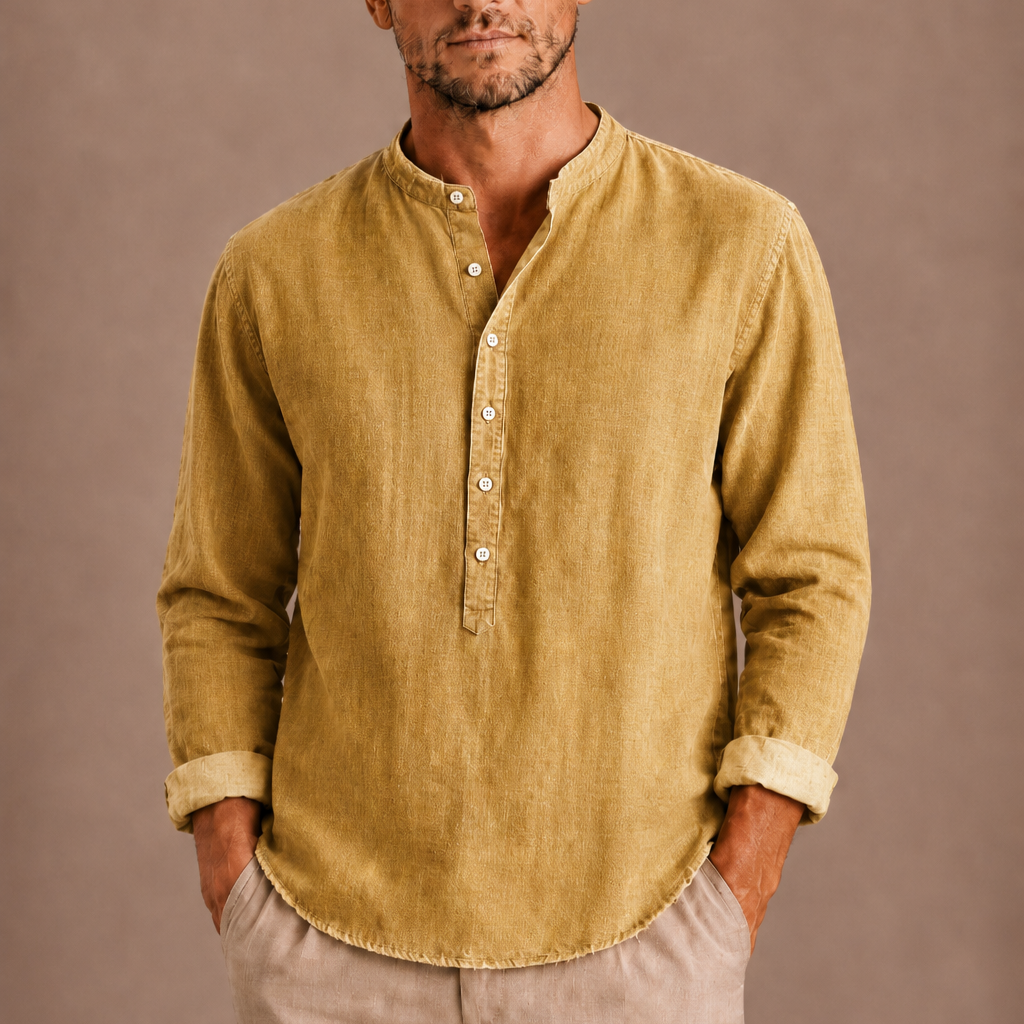 Sevana | Heren Linnen Henley Shirt