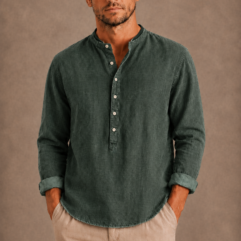 Sevana | Heren Linnen Henley Shirt