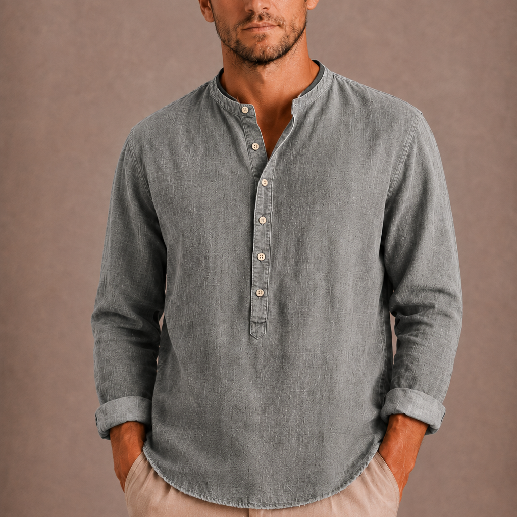Sevana | Heren Linnen Henley Shirt