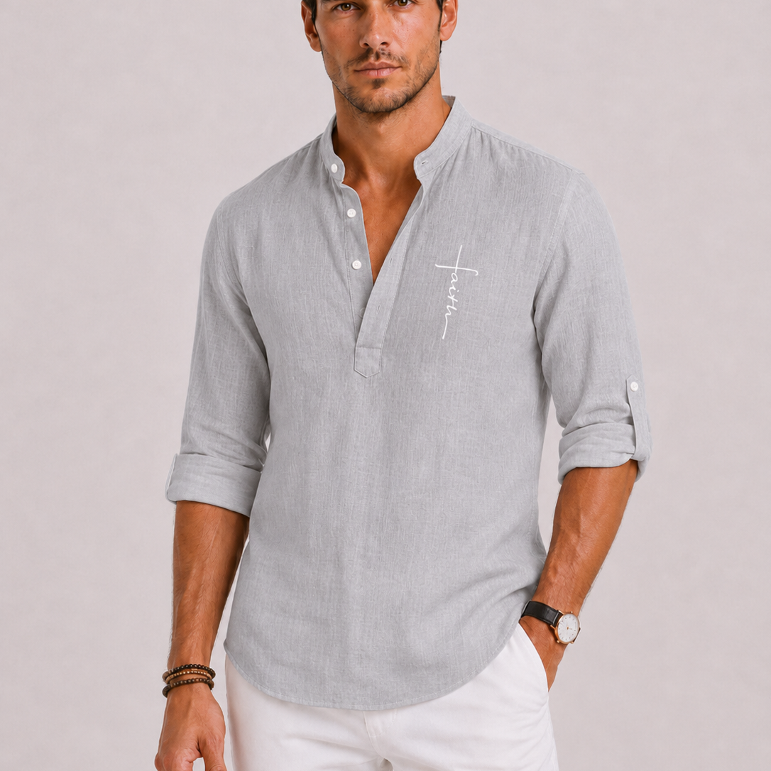 Sevana | Heren Linnen Henley Blouse