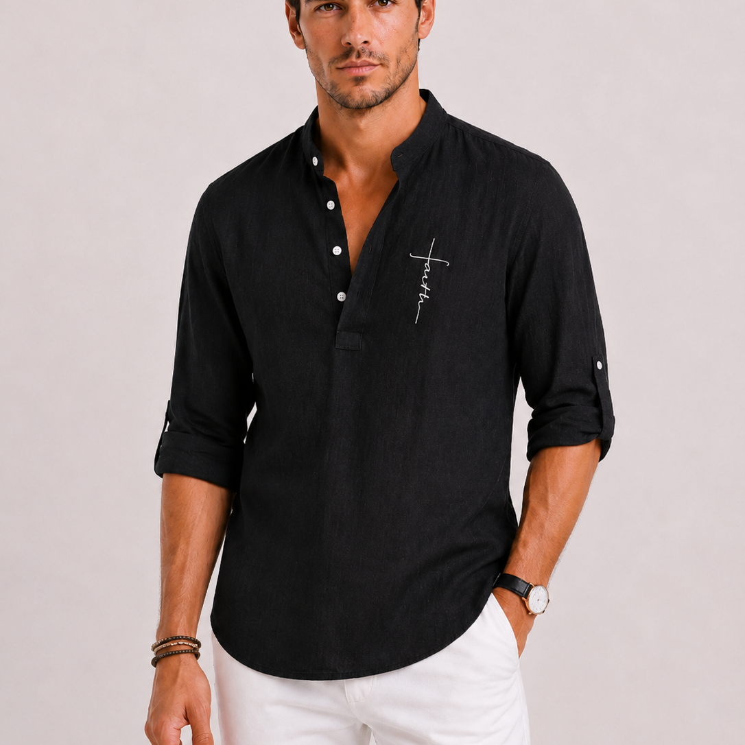 Sevana | Heren Linnen Henley Blouse