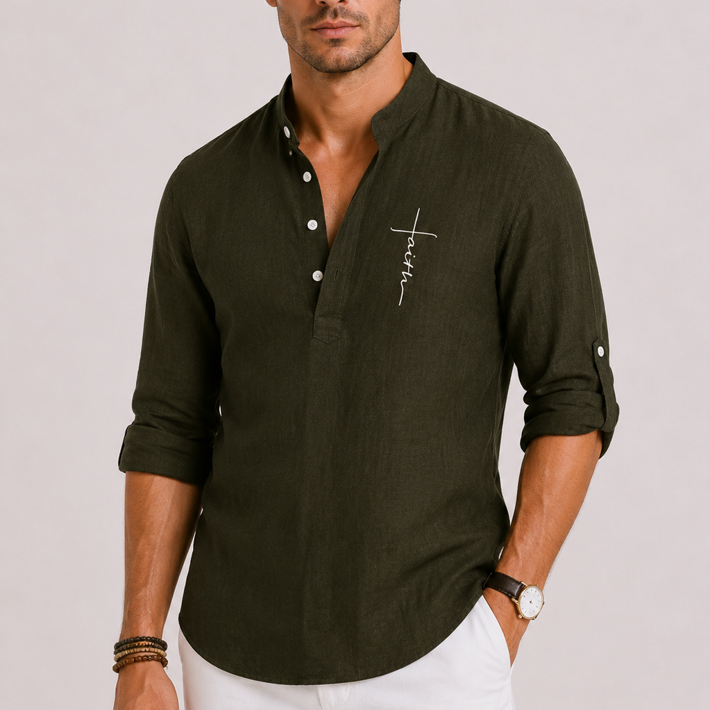 Sevana | Heren Linnen Henley Blouse