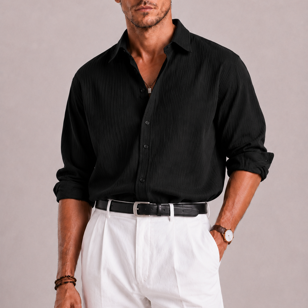 Sevana | Heren Oversized Shirt Met Textuur