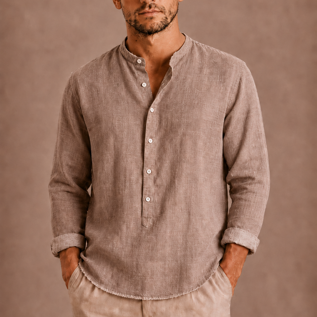 Sevana | Heren Linnen Henley Shirt