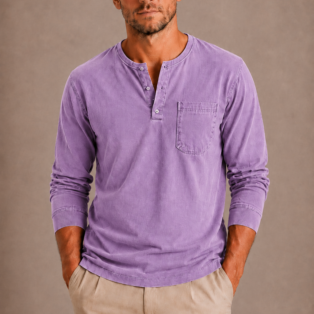 Sevana | Heren Henleyshirt Met Lange Mouwen