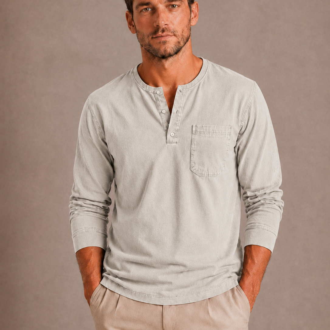 Sevana | Heren Henleyshirt Met Lange Mouwen