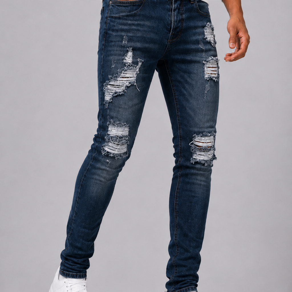 Sevana | Heren Slim-Fit Gescheurde Jeans
