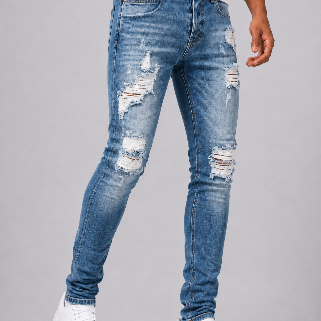 Sevana | Heren Slim-Fit Gescheurde Jeans