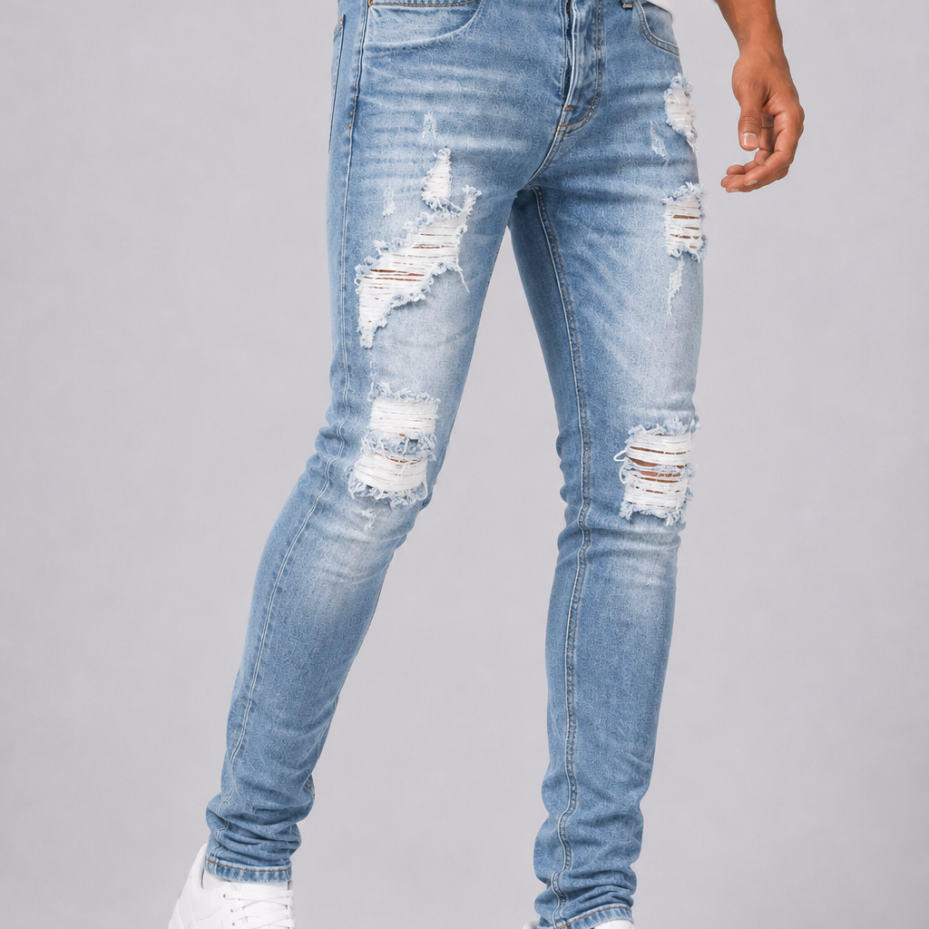 Sevana | Heren Slim-Fit Gescheurde Jeans