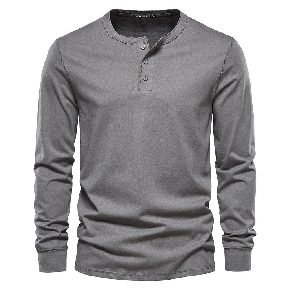 Sevana | Heren Henleyshirt Met Knoopsluiting