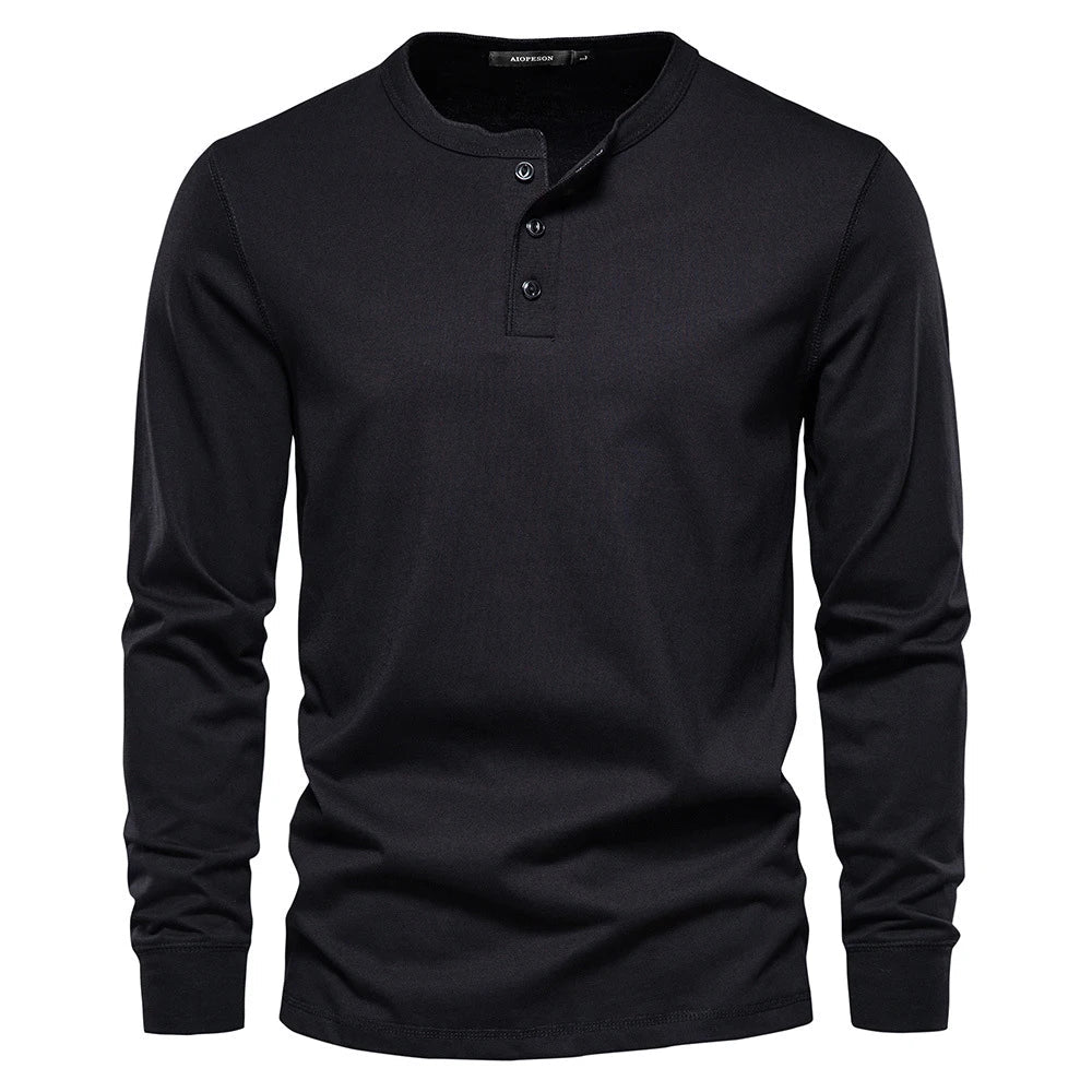 Sevana | Heren Henleyshirt Met Knoopsluiting