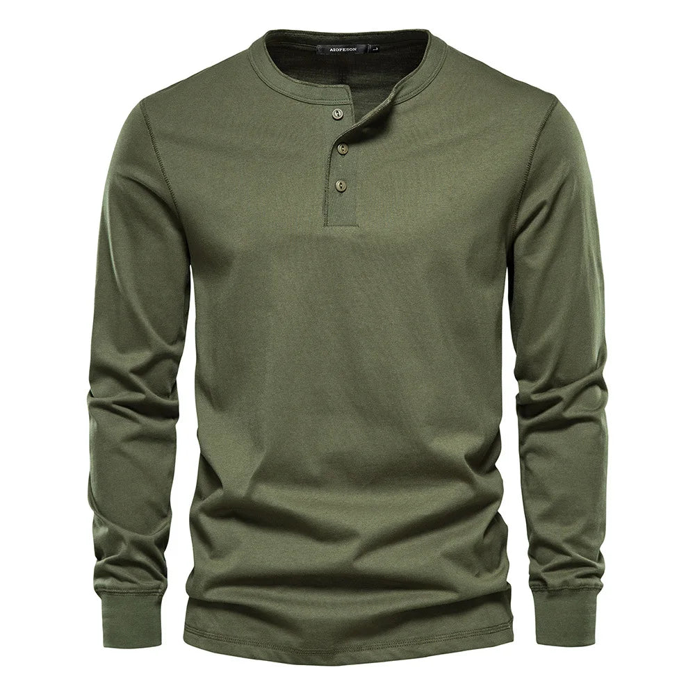 Sevana | Heren Henleyshirt Met Knoopsluiting
